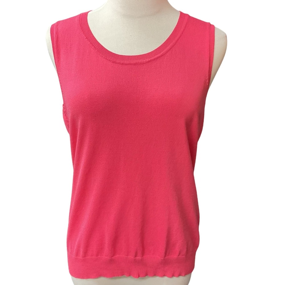 August Silk Womens Sleeveless Round Neck Knitted Silk Blend Tank Top Pink Size L